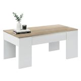 Tavolino da salotto rettangolare bianco e rovere 100x45x50h cm - Almas