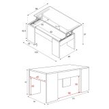 Tavolino da salotto rettangolare bianco e rovere 100x45x50h cm - Almas