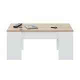 Tavolino da salotto rettangolare bianco e rovere 100x45x50h cm - Almas