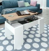 Tavolino da salotto rettangolare bianco e rovere 100x45x50h cm - Almas