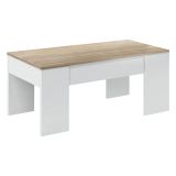 Tavolino da salotto rettangolare bianco e rovere 100x45x50h cm - Almas