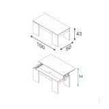 Tavolino da salotto rettangolare bianco lucido 100x43x50h cm - Almo