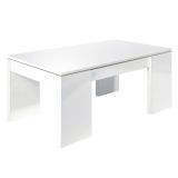 Tavolino da salotto rettangolare bianco lucido 100x43x50h cm - Almo