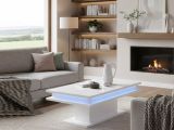 Tavolino da salotto rettangolare bianco lucido 100x55x42h cm facile da pulire - Aboronzi