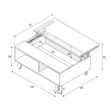 Tavolino da salotto rettangolare bianco lucido e rovere 100x38x68h cm - Parche