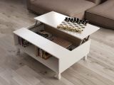 Tavolino da salotto rettangolare bianco lucido e rovere 100x38x68h cm - Parche
