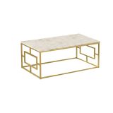 Tavolino da salotto rettangolare bianco marmo e oro 100x60x40h cm - Franca