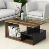 Tavolino da salotto rettangolare marrone e grigio 90x42x54h cm - Calvera