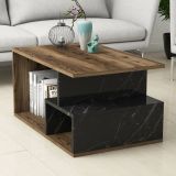 Tavolino da salotto rettangolare marrone e grigio 90x42x54h cm - Calvera
