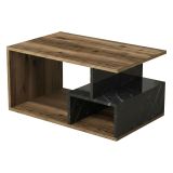 Tavolino da salotto rettangolare marrone e grigio 90x42x54h cm - Calvera