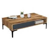 Tavolino da salotto rettangolare noce e antracite 105x60x32h cm - Gru