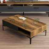 Tavolino da salotto rettangolare noce e antracite 105x60x32h cm - Gru