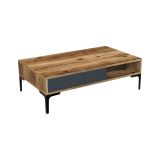 Tavolino da salotto rettangolare noce e antracite 105x60x32h cm - Gru