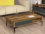 Tavolino da salotto rettangolare noce e antracite 105x60x32h cm - Gru