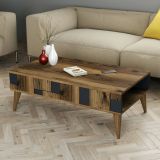 Tavolino da salotto rettangolare noce e antracite 105x60x37h cm - Yang
