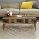 Tavolino da salotto rettangolare noce e antracite 105x60x37h cm - Yang