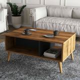 Tavolino da salotto rettangolare noce e antracite 90x41x54h cm - Basilica