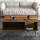 Tavolino da salotto rettangolare noce e antracite 90x41x54h cm - Basilica