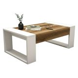 Tavolino da salotto rettangolare noce e bianco 102x60x37h cm - Kaffa