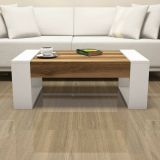 Tavolino da salotto rettangolare noce e bianco 102x60x37h cm - Kaffa