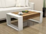 Tavolino da salotto rettangolare noce e bianco 102x60x37h cm - Kaffa