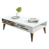 Tavolino da salotto rettangolare noce e bianco 105x34x60h cm - Mansuk
