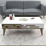 Tavolino da salotto rettangolare noce e bianco 105x34x60h cm - Mansuk