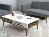 Tavolino da salotto rettangolare noce e bianco 105x34x60h cm - Mansuk