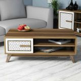 Tavolino da salotto rettangolare noce e bianco 105x60x38h cm - Thimphu