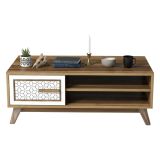 Tavolino da salotto rettangolare noce e bianco 105x60x38h cm - Thimphu