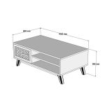 Tavolino da salotto rettangolare noce e bianco 105x60x38h cm - Thimphu