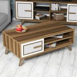 Tavolino da salotto rettangolare noce e bianco 105x60x38h cm - Thimphu