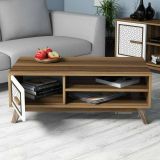 Tavolino da salotto rettangolare noce e bianco 105x60x38h cm - Thimphu