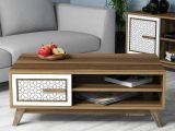 Tavolino da salotto rettangolare noce e bianco 105x60x38h cm - Thimphu