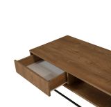 Tavolino da salotto rettangolare noce e nero 120x60x43h cm con scaffale scorrevole - Bard