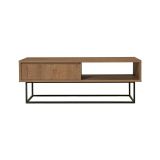 Tavolino da salotto rettangolare noce e nero 120x60x43h cm con scaffale scorrevole - Bard