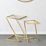 Tavolino da salotto rettangolare oro 40x40x60h cm vetro fumé - Ono