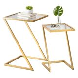 Tavolino da salotto rettangolare oro 40x40x60h cm vetro fumé - Ono