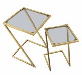 Tavolino da salotto rettangolare oro 40x40x60h cm vetro fumé - Ono