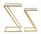 Tavolino da salotto rettangolare oro 40x40x60h cm vetro fumé - Ono