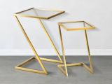Tavolino da salotto rettangolare oro 40x40x60h cm vetro fumé - Ono