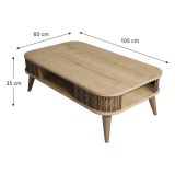 Tavolino da salotto rettangolare quercia 105x60x34h cm - Cigno