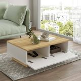 Tavolino da salotto rettangolare quercia e bianco 90x60x31h cm - Ay