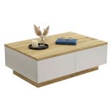 Tavolino da salotto rettangolare quercia e bianco 90x60x31h cm - Ay