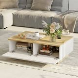 Tavolino da salotto rettangolare quercia e bianco 90x60x31h cm - Ay