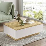 Tavolino da salotto rettangolare quercia e bianco 90x60x31h cm - Ay