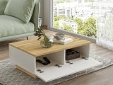 Tavolino da salotto rettangolare quercia e bianco 90x60x31h cm - Ay