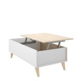 Tavolino da salotto rettangolare rovere e bianco 99x60x41h cm - Alexius
