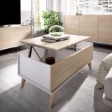 Tavolino da salotto rettangolare rovere e bianco 99x60x41h cm - Alexius