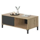 Tavolino da salotto rettangolare rovere nodi e antracite 100x40x50h cm - Axinia